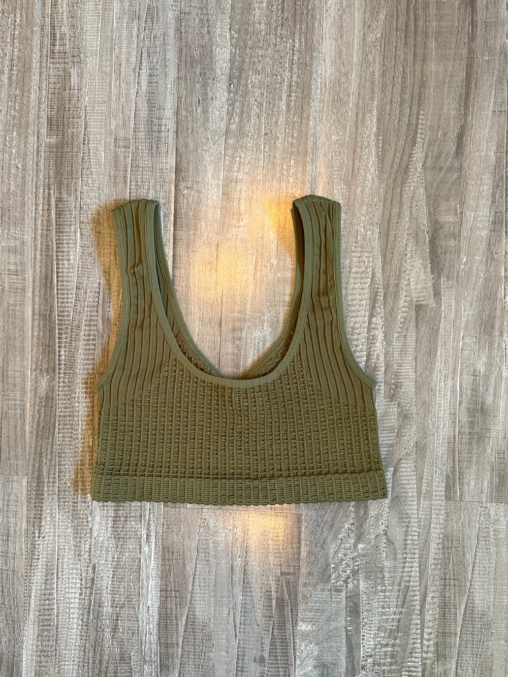 Olive Knit Ribbed Bralette Top - Picture 2 of 3